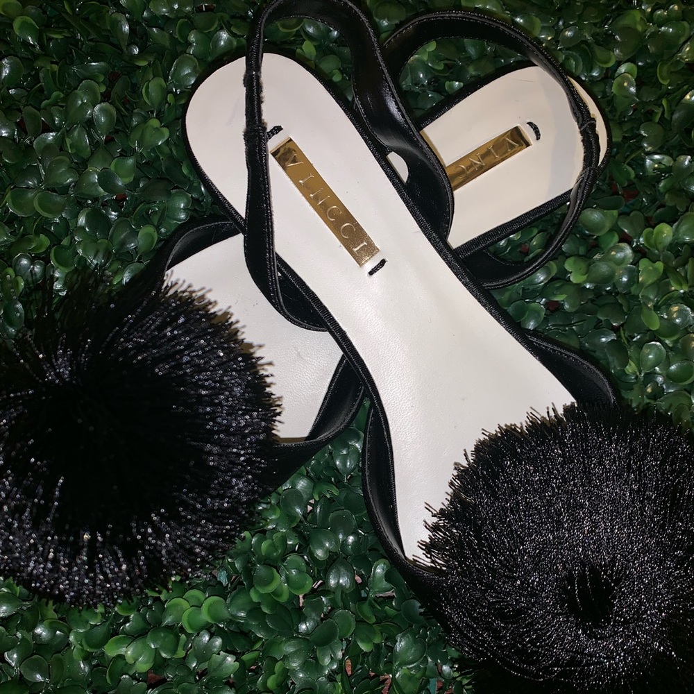 Vincci Pom Pom slingback kitten heels